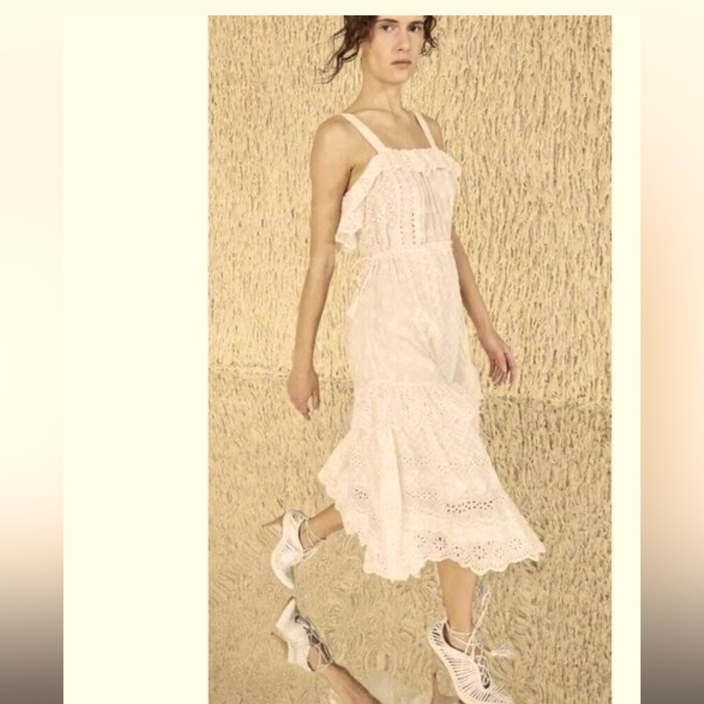 Ulla Johnson Eyelet 2 678$ Edwina Dress Boho Designer Chartreuse Luxury Spring